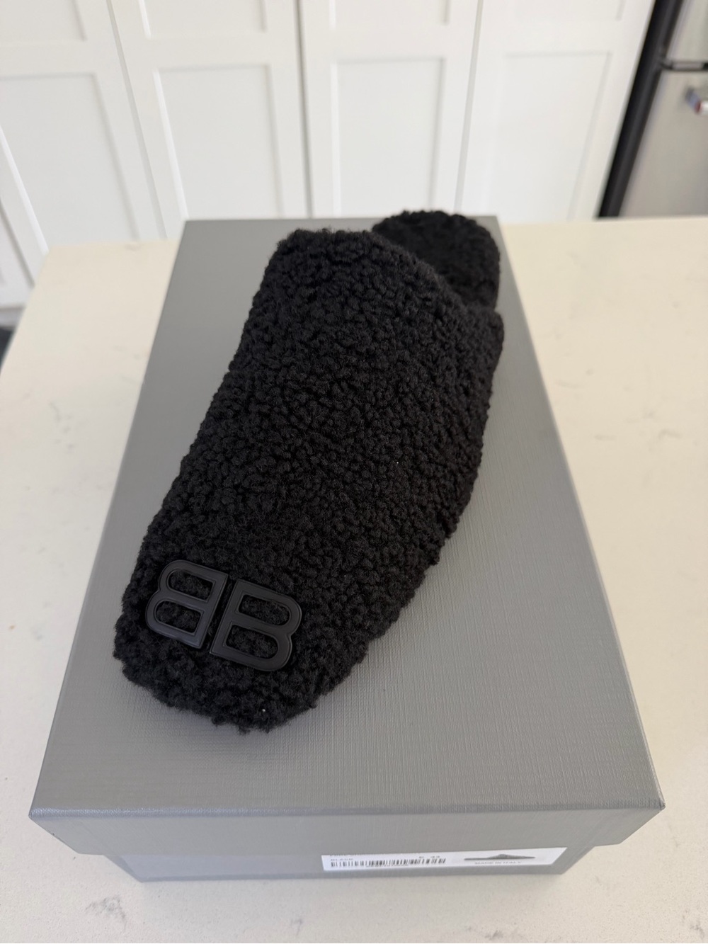 Balenciaga Black Shearling-Look Slip-On Loafers - Picture 4 of 5